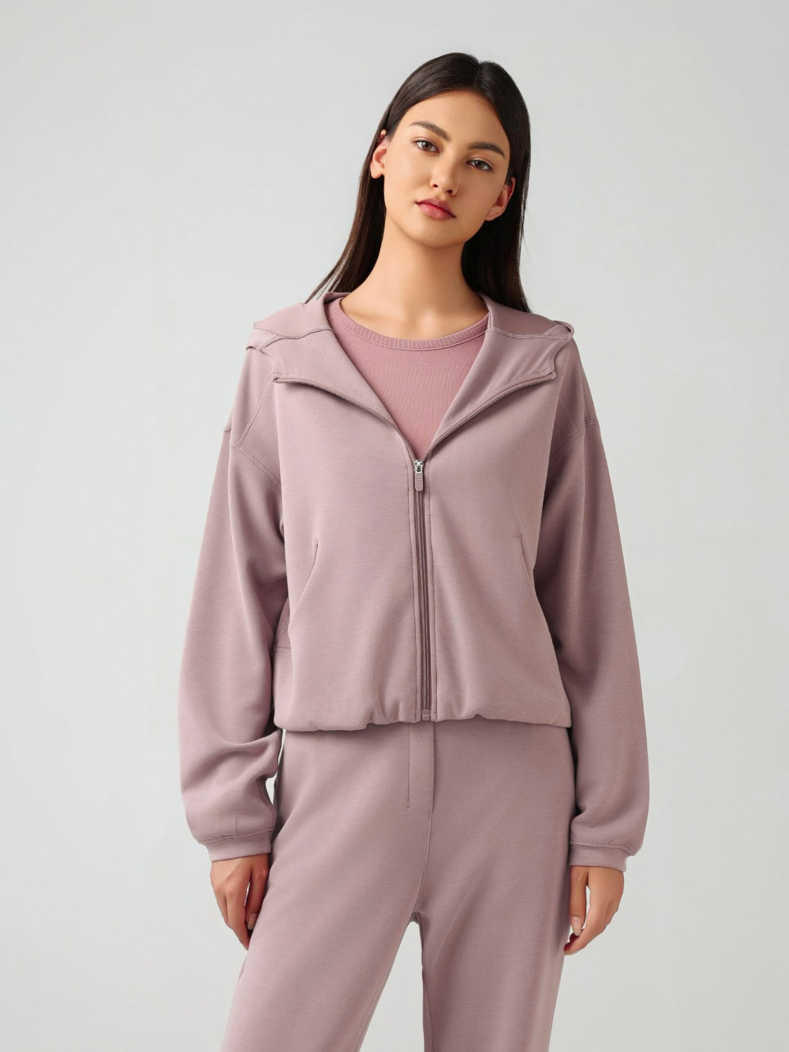 Hooded zip sweatshirt with pockets - Love Salve